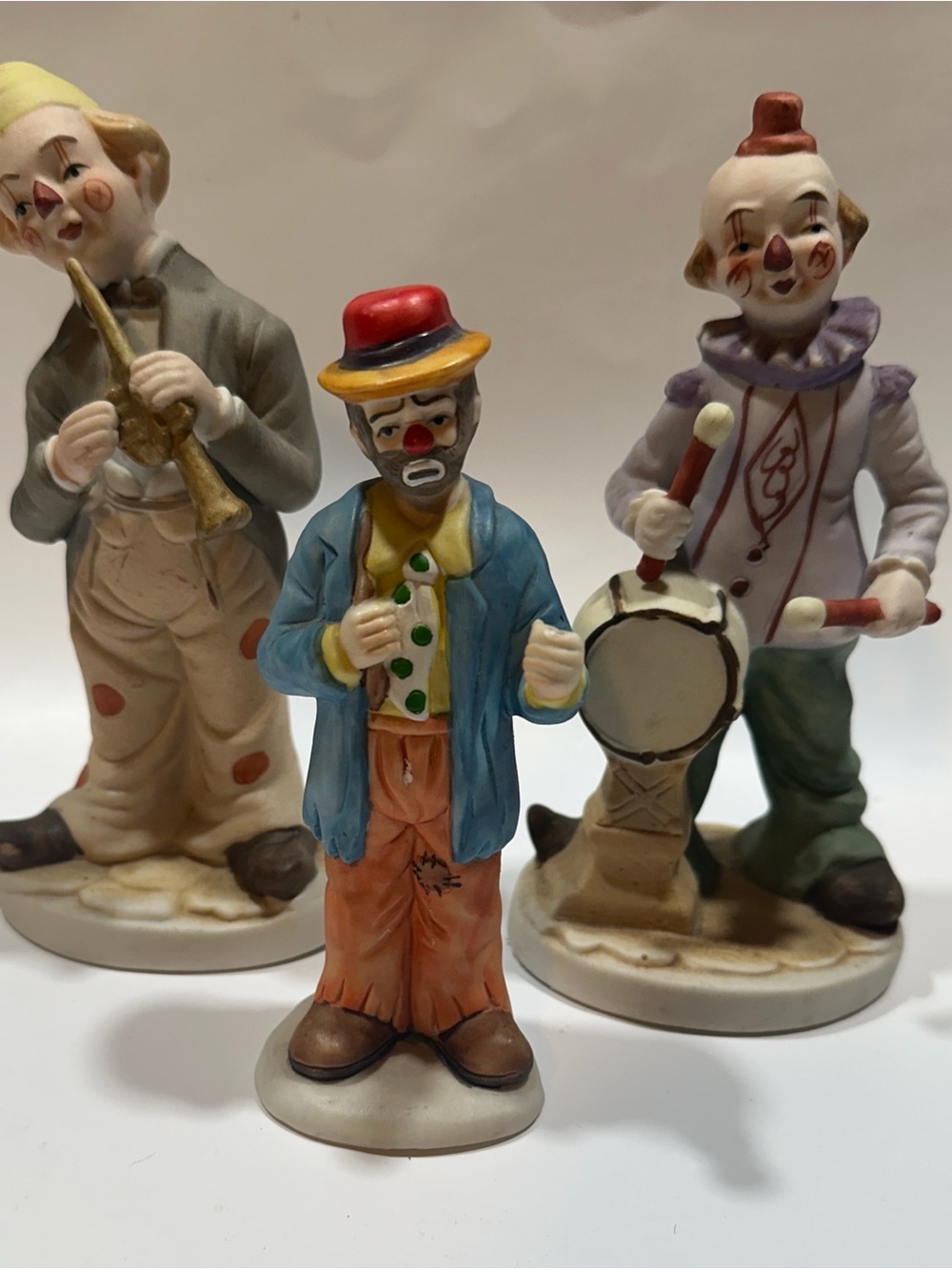 Vintage Clown Figurine Lot of 3 – Flambro Clown & Musical Clowns  ceramic 7”